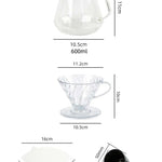 Pour Over Coffee Dripper Set 600ml Glass  Server V02 Funnel Drip Maker Brew Cup Coffee Set with  Filter Paper