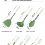 Juego de 6 utensilios de cocina de silicona: espátula china, cucharón de sopa, espátula ranurada, cuchara para pasta, espátulas para ensalada y miel para utensilios antiadherentes
