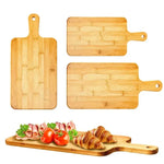 Tablas de cortar de bambú para cocina, tabla de cortar de bambú con asas para pizza, pan, carne, bandeja para hornear y servir