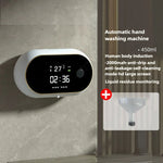 Dispensador de jabón espumoso automático recargable de 400 ml con sensor táctil de montaje en pared, espuma ajustable y pantalla LED para baño y cocina