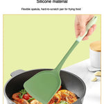 Juego de 6 utensilios de cocina de silicona: espátula china, cucharón de sopa, espátula ranurada, cuchara para pasta, espátulas para ensalada y miel para utensilios antiadherentes