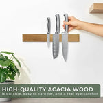 Soporte Magnético para Cuchillos de Pared 16 pulgadas Tira para Cuchillos de Madera de Acacia, Potente Imán Soporte para Cuchillos Barra para Cuchillos de Cocina