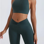 Halter Top Gym Vest Woman Backless Tank Tops Push Up Sport Bras Running Vest Workout Underwear With Chest Cushion Top Activewear