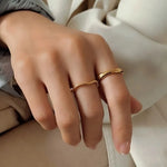 Ripple Stainless Steel Rings For women Gold Color Chunky Band  Stackable Silver Stacking Irregular Wave Minimalist Jewelry Set
