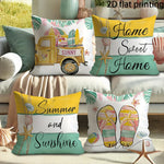 Fundas de cojín de playa tropical planas 2D de 4 piezas, adecuadas para sofás familiares, decoración de granja.