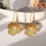 Stainless Steel Golden Double-Layer Hollow Flower Hoop Earring for Women Vintage Flower Earrings for Daily Wear Jewelry Gifts