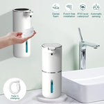 Dispensador automático de jabón en espuma de 380ml, carga USB, pantalla inteligente sin contacto, sensor infrarrojo, dispensador de jabón en espuma, lavamanos