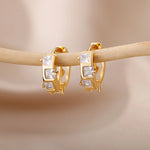 Tiny Zircon Cute Small Hoop Earrings for Women Girls Stainless Steel Gold Color Earrings 2024 Trend Wedding Party Jewelry Gift