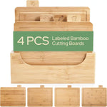 Tabla de cortar de bambú de 4 piezas Tabla de cortar de cocina multiusos para el hogar Frutas Queso Herramienta de cocina
