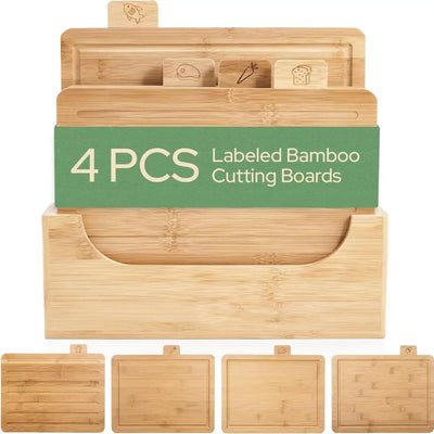 Tabla de cortar de bambú de 4 piezas Tabla de cortar de cocina multiusos para el hogar Frutas Queso Herramienta de cocina