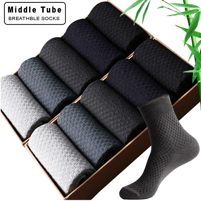5/10/15 Pairs Men's Business Casual Socks Middle Tube Compression Spring Autumn Black Business Casual Sox Man Dress Sock Gifts
