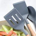 6/7Pcs Silicone Kitchenware Set Non Stick Spatula Soup Spoon Kitchen Utensils with Storage Stand Wooden Handle Kitchen Utensils