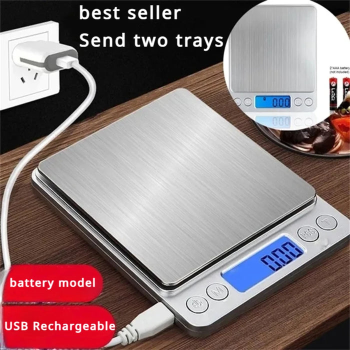 Báscula Digital de Cocina Mini de Bolsillo de Acero Inoxidable de Precisión para Joyería Balanza Electrónica de Peso de Oro Gramos 0.1/3000g Básculas de Peso
