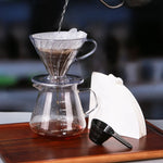 Pour Over Coffee Dripper Set 600ml Glass  Server V02 Funnel Drip Maker Brew Cup Coffee Set with  Filter Paper