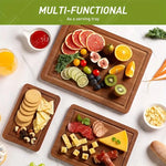 WXCOO Juego de 3 tablas de cortar de bambú para carne, verduras, frutas, tablas de cortar de bambú gruesas multiusos para cocina
