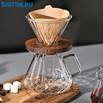 JUSTINLAU Pour Over Coffee Maker Set High Borosilicate Glass Coffee Filter Drip Coffee Maker Set for Home Office Barista Tools