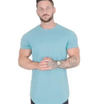 Muscle Fitness T-shirt Summer Men's Athleisure Workout short sleeve T-shirt High Quality cotton Men T-shirt Gym Sport Shirt Tops