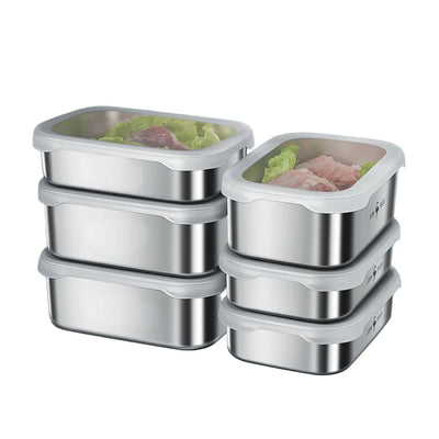 Caja de conservación de alimentos de acero inoxidable 316L con certificación LFGB, con tapa de silicona apta para congelador, recipiente para mantener frescos los vegetales
