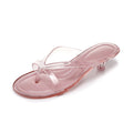 New French Chic Heeled Sandals Women's Clear PVC Straps Sheer Kitten Heel Open Toe Slip On Shoes Woman Delicate Toe Post Sandals
