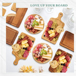 Tabla de cortar de bambú para fiesta de bautizo, tabla de queso portátil para exteriores, juego de tabla de cortar con cuchillo y tenedor