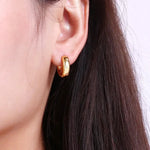 Stainless Steel Star Hoop Earrings for Women Girls Vintage Simple Zircon Paved Earrings Daily Wearing Party Fashion Jewelry Gift