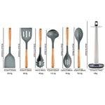 Juego de utensilios de cocina de silicona de 6/7 piezas, espátula antiadherente, cuchara sopera, utensilios de cocina con soporte de almacenamiento, utensilios de cocina con mango de madera