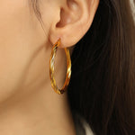 Classic Trendy Twisted Round Hoop Earrings For Women Stainless Steel 3mm Thick Ear Buckle Earrings Vintage Jewelry Accessories