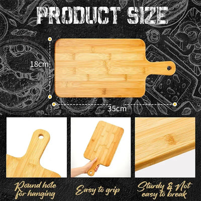 Tablas de cortar de bambú para cocina, tabla de cortar de bambú con asas para pizza, pan, carne, bandeja para hornear y servir