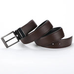 1pcs Men's Leather Reversible Belt, Rotate Black Buckle