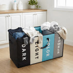 Cesto para ropa sucia de gran capacidad con 4 rejillas, plegable, de tela Oxford con asas, impermeable