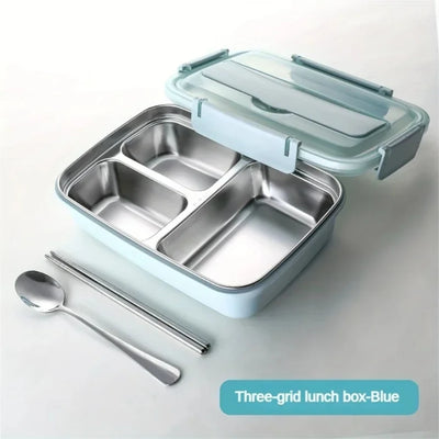 Fiambrera de acero inoxidable a prueba de fugas con 3/4 compartimentos - Recipiente Bento duradero y fácil de limpiar para estudiantes y trabajadores de oficina