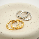 Ripple Stainless Steel Rings For women Gold Color Chunky Band  Stackable Silver Stacking Irregular Wave Minimalist Jewelry Set