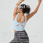 Women's Fixed Cup Yoga Sports Bra - Crisscross Back Ruched Waist Workout Tank Top for Pilates, Gym, Outdoor Fitness Activewear