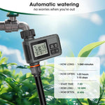 Juego de riego con temporizador de botón LCD de jardín de 30-5m, boquilla giratoria ajustable de 0-80L/H, sistema de riego automático con pantalla inteligente