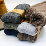3/5 Pair Winter Men's Merino Wool Socks Super Thick Warm High Quality Harajuku Retro Snow Casual Antifreeze Cashmere Socks Men