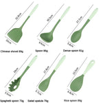 Juego de 6 utensilios de cocina de silicona: espátula china, cucharón de sopa, espátula ranurada, cuchara para pasta, espátulas para ensalada y miel para utensilios antiadherentes