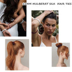 4PCS 100% Pure Mulberry Silk Hair Scrunchie Handmade Hairbands Women Girl Hair Accessories Pure Color Natural HairTies Box