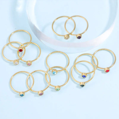 12pcs Stainless Steel Rings Set Gold Silver Color Birthstone Party Jewelry for Women Men Male Female Finger Accessory 2021