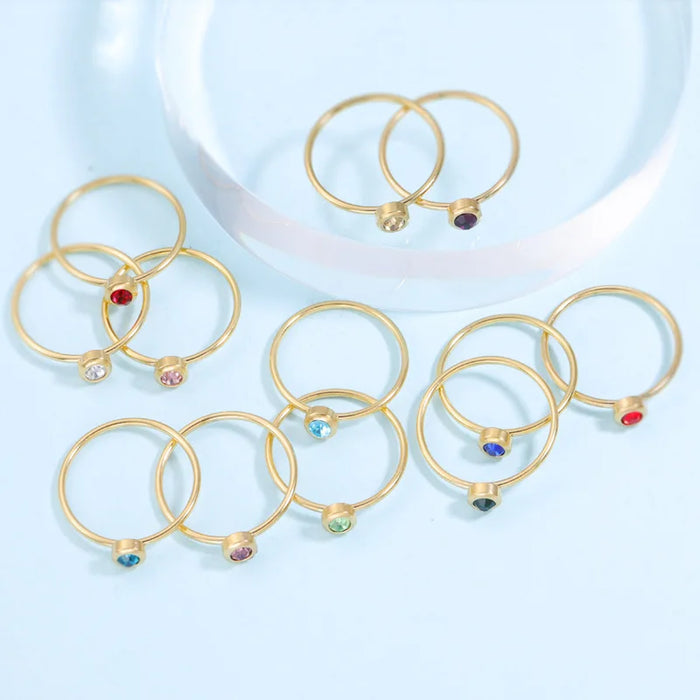 12pcs Stainless Steel Rings Set Gold Silver Color Birthstone Party Jewelry for Women Men Male Female Finger Accessory 2021