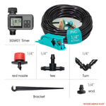 Juego de riego con temporizador de botón LCD de jardín de 30-5m, boquilla giratoria ajustable de 0-80L/H, sistema de riego automático con pantalla inteligente