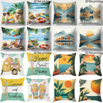 Fundas de cojín de playa tropical planas 2D de 4 piezas, adecuadas para sofás familiares, decoración de granja.