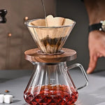 JUSTINLAU Pour Over Coffee Maker Set High Borosilicate Glass Coffee Filter Drip Coffee Maker Set for Home Office Barista Tools