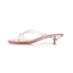 Nuevas sandalias de tacón elegantes francesas para mujer, tiras de PVC transparentes, tacón bajo transparente, puntera abierta, sin cordones, zapatos de mujer, sandalias delicadas con separador de dedos